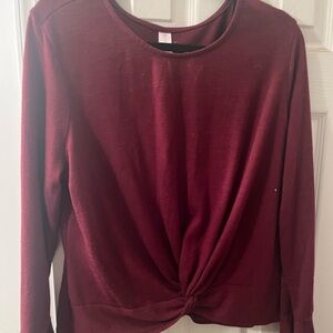 No Boundaries Maroon Twist Front Sweater